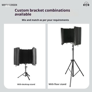 Écran d'isolation acoustique pour microphone de studio moderne à 5 panneaux, pliable, portable, en mousse insonorisante haute densité NRC 30dB, suspendu - Product Image 2