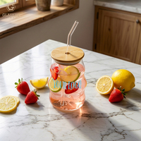Verre à boire en verre transparent de 520 ml avec paille, idéal pour la bière, le café, le thé, les jus de fruits, les boissons glacées et le lait