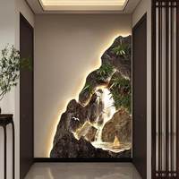 Décoration murale de couloir d'entrée de style classique, peinture au pistolet avec éclairage LED, en carton, pour un aménagement paysager moderne et luxueux