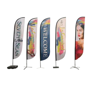 Wzrods 2,4 m Großhandel 4 Farbe CMYK Dye Sublimation Druck Feder Klinge Flagge Banner Für Förderung