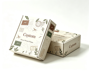 Boîte d'expédition en carton ondulé écologique à motif de timbres vintage, personnalisable avec logo, pour emballage cosmétique et beauté – Offre Spéciale - Product Image 5
