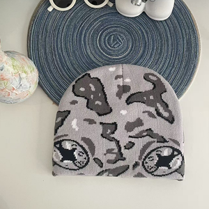 หมวกถักลายพรางสีเหลืองดำ สำหรับฤดูใบไม้ร่วง ฤดูหนาว อุ่นสบาย สไตล์ลำลอง หมวกบีนนี่ ฤดูใบไม้ผลิ 2026 หมวกบีนนี่ลายกบ - Product Image 5