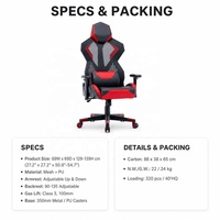 Chaise de Gaming Ergonomique Exécutive Noire et Rouge avec Support Lombaire, Hauteur Réglable, Siège en Cuir PU à Vérin à Gaz 3 Positions pour Ordinateur