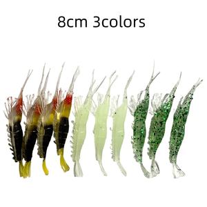Crochet de leurre souple de haute qualité 8cm appâts de crevettes bioniques avec PVC lumineux pour la pêche au bar et à la morue - Product Image 2
