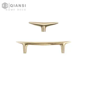 Qiansi HK0074 Brass Horn Handles Nordic Simple American Retro Furniture Pulls Drawers Knobs Shoe Cabinet Wardrobe Door Handle