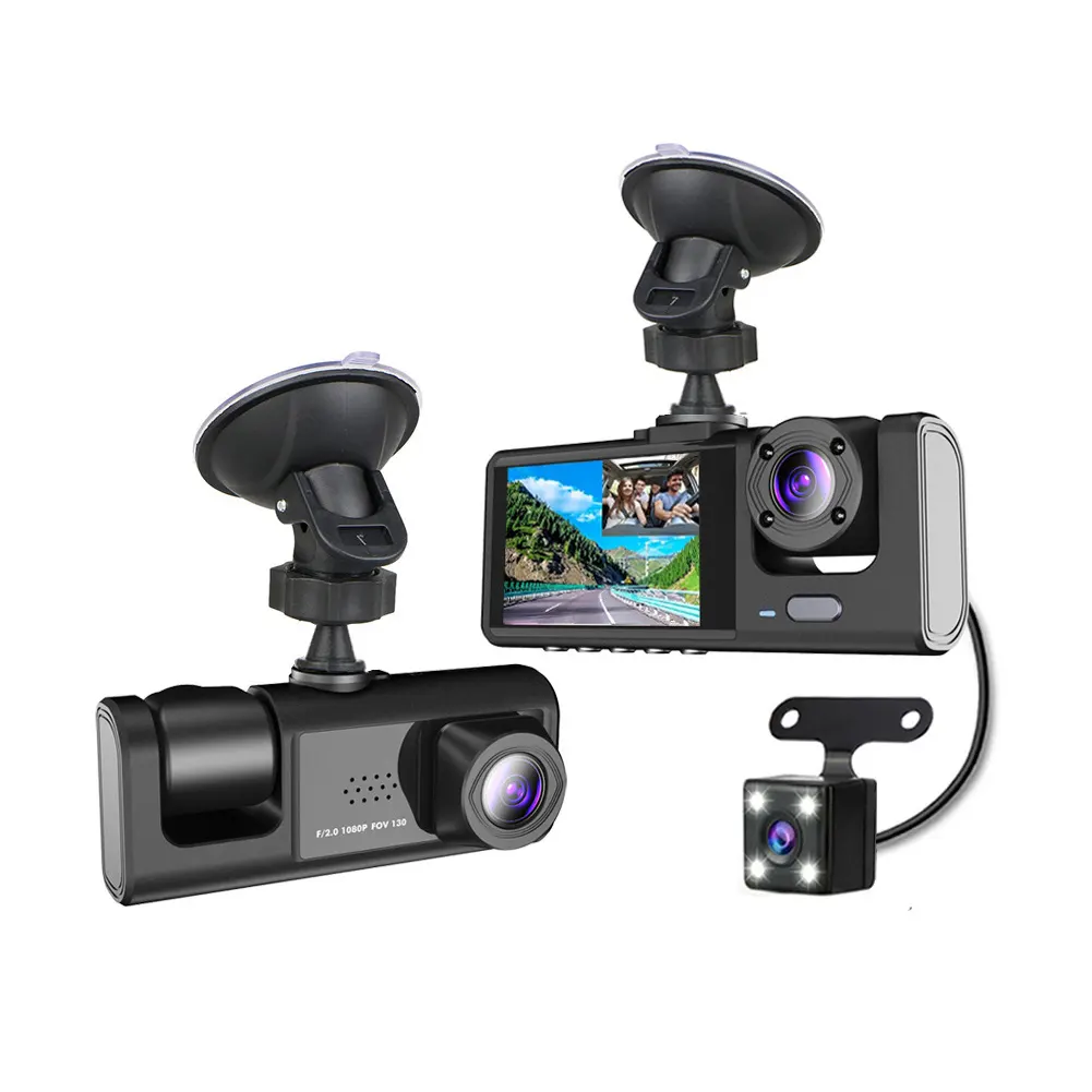 3 lentes HD 1080P WiFi coche vehículo cámaras conducción DVR Auto Dash Cam cámara de vídeo con tarjeta Sim para coches trasero y delantero