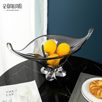 Grand bol en verre transparent de luxe léger assiette à salade de fruits organisateur de bureau de salon décoration de la maison ornement moderne