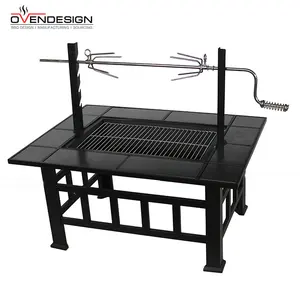 Chất Lượng Tốt Đen Chịu Nhiệt Độ Cao Lava Rock Đá Than/Gỗ-lửa Pit BBQ Nướng Với Lưới Bìa