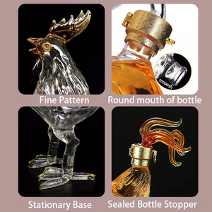 Nouvelle carafe en verre borosilicate fait main, forme poulet, scellée au bouchon, pour whisky et <span class=keywords><strong>tequila</strong></span>, motif zodiacal - Product Image 2