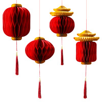 Lanternes en papier nid d'abeille du Nouvel An chinois, décorations suspendues rouge cheval pour le Festival du Printemps, le Nouvel An, les inaugurations de magasins et les fêtes.