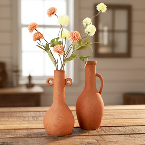 Vaso <span class=keywords><strong>Anfora</strong></span> in Ceramica Moderna Effetto Terracotta Antico, Creativo e di Tendenza, Set di Vasi Rustici per Fiori Freschi, Decorazione per Matrimoni in Stile Country - Product Image 1