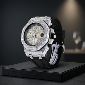 Superbe montre de mode à mouvement à quartz sertie de diamants Moissanite, bracelet de 20 mm, vente en gros disponible pour l'exportation, prix LOISTA - Product Image 3