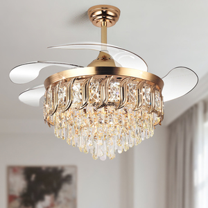 Y316 <span class=keywords><strong>Ventilateur</strong></span> de <span class=keywords><strong>Plafond</strong></span> et Luminaire Moderne Réversible en Cristal LED Dimmable, <span class=keywords><strong>Ventilateur</strong></span> Rétractable en Cristal K9 avec Télécommande - Product Image 6