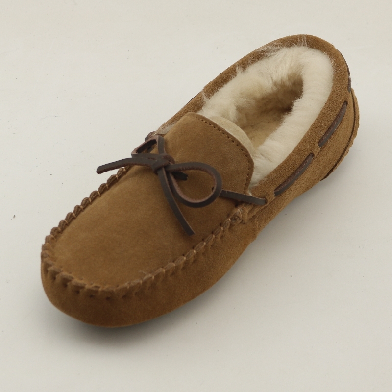 Women Ankle Indoor Slippers Cow Suede