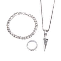 Ensemble de bijoux pour homme, pendentif flèche punk, collier, bracelet et bague en forme de flèche plaqué or, accessoires de mode hip hop