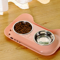 Bol à nourriture et à eau 2 en 1 automatique en plastique et acier inoxydable pour chat et chien, anti-fuite, design pliable, adapté aux voyages
