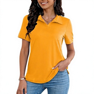 T-shirt de sport décontracté en jersey tricoté respirant à manches courtes de couleur unie pour femme - Product Image 1