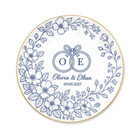 Plateau à bagues personnalisé avec le nom des mariés, plateau à bagues personnalisé pour mariage, plateau à bagues à bord doré pour la table de maquillage de la mariée