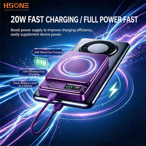 แบตสำรองแม่เหล็กไร้สายสีน้ำเงิน 5000mAh 15W ไร้สาย 20W แบบมีสาย ชาร์จเร็ว ดีไซน์บาง พร้อมสายชาร์จ LC1 - Product Image 4