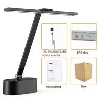 Lampe de table LED à spectre complet 24W pour enfants, étude, lecture, sans danger de lumière bleue RG0, lampe de bureau moderne pliable noire