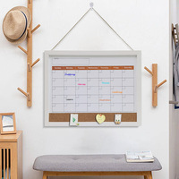 Cadre magnétique double face en bois Calendrier suspendu Tableau blanc Corkboard Combination Board