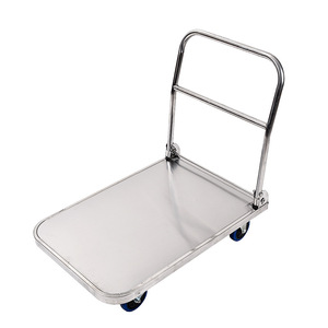 500 Kg Thép Không Gỉ Kho Hội Thảo Siêu Thị Công Nghiệp Logistics Có Thể Gập Lại 4 Bánh Xe Nền Tảng Tay Đẩy Giỏ Hàng Xe Đẩy - Product Image 5