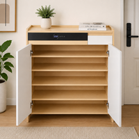 Meuble de rangement à chaussures multi-niveaux moderne en bois pour entrée, avec étagères réglables et grande capacité