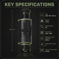 Monoculaire numérique de vision nocturne 5x infrarouge HD portable étanche avec détection à 500 m pour la chasse, l'observation nocturne et la faune
