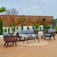 Hochwertiges Modernes Garten-Sofa-Set Aluminiumrahmen Rattan-Geflecht Outdoor-Möbel Korbstuhl und Kaffeetisch-Set Hotel Villa