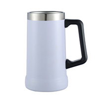 Gobelet industriel personnalisable réutilisable, verre à Sublimation en acier inoxydable, tasses de bière avec poignée, 1 pièce