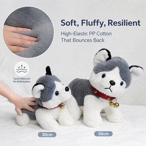 Adorable peluche Husky en tissu doux de haute qualité, adorable <span class=keywords><strong>chien</strong></span> de dessin animé en peluche avec clochette pour les amoureux des animaux, décoration de canapé - Product Image 5