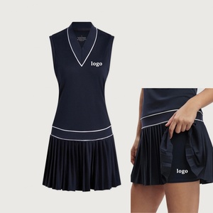 Vestido de Tenis sin Mangas con Cuello en V para Mujer, Ropa Deportiva para Pickleball al Aire Libre, Traje de Playa, Shorts de Tenis Plisados, Nombre del Equipo OEM - Product Image 1