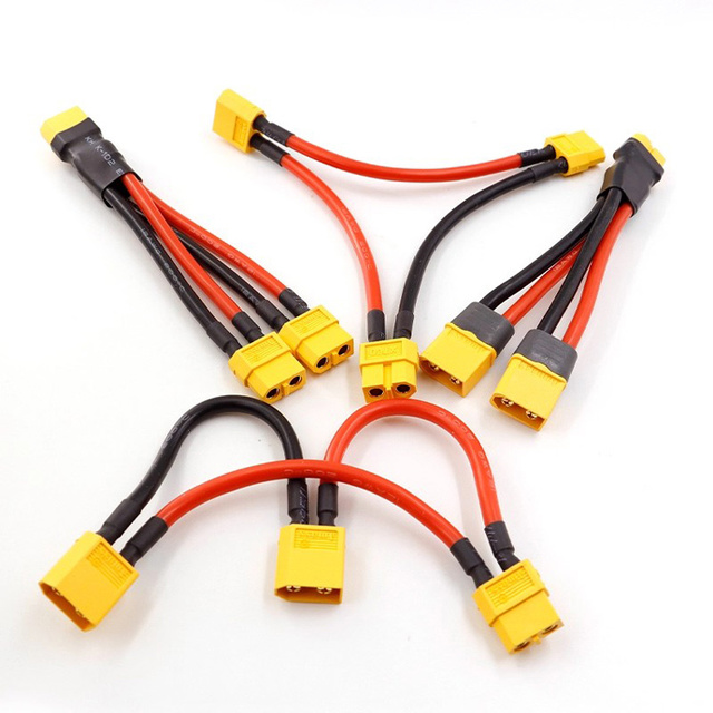 Amass XT60H Series 12AWG Dual Extension Y Splitter Cable Male/Female Nylon Battery Connector Wire for RC Lipo Battery XT60 RC