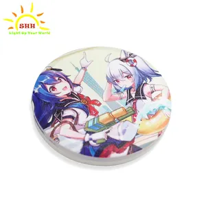 Cartoon character badge LED Plastic round frosted flashing badge Personal design available