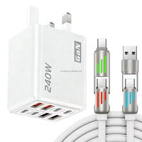 Chargeur rapide USB-C GaN 240W avec 8 ports USB Type-C PD, compatible avec les prises EU, US et UK, charge rapide QC 3.0, adaptateur secteur