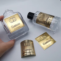 Étiquette métallique de luxe personnalisée en aluminium gaufré avec logo, adhésif 3M haut de gamme, autocollant doré métallique pour bouteille de parfum, plaque signalétique