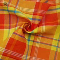 Tejido liso tejido rojo amarillo cuadros colores brillantes 21s Algodón puro Check Madras hilo teñido tela para camisas