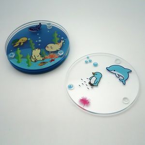 Venta caliente clásico Animal patrón impreso posavasos de plástico transparente respetuoso con el medio ambiente Canplow promoción océano diseño 4 "regalos de recuerdo - Product Image 5