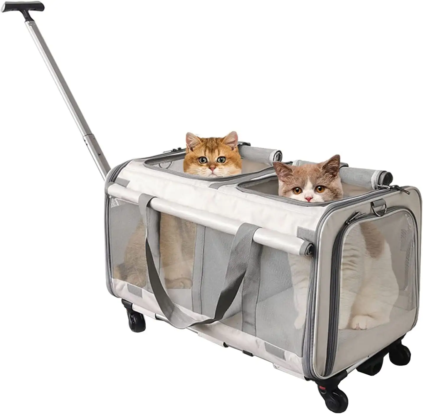 JW PET Rolling Travel Airline Approved Dog Carrier Pet Carrier With Wheels Rolling Pet Carrier Expandable