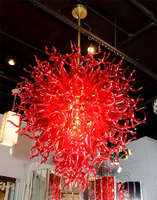 Chihuly Style "Méduse" Fuoco Rouge Lustre En Verre De Murano