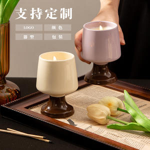 Portavelas de Cerámica Fengxi, Redondo, Beige y Morado, Decoración para el Hogar, Ecológico, Color Personalizable, Diseño con Tallo - Product Image 5