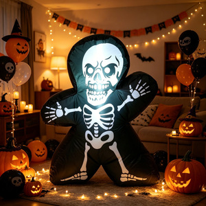 Modèle gonflable personnalisable de 60 cm, nouvelle décoration d'Halloween d'horreur, citrouille et squelette, pour événements et fêtes en extérieur - Product Image 4