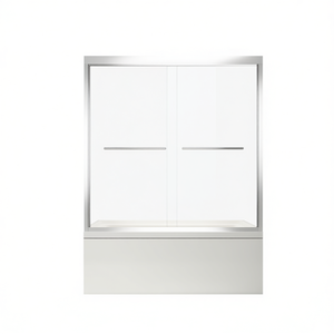 Porte de douche coulissante semi-cerclée en verre chromé 56-60 po L x 57 po H, verre trempé 10 mm, acier inoxydable 304 pour salle de bain - Product Image 1