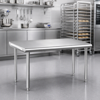 Table de travail en acier inoxydable 201/304, finition polie, capacité de charge 300 kg/m, roulettes à 4 roues pour la restauration, la cuisine et la préparation des aliments