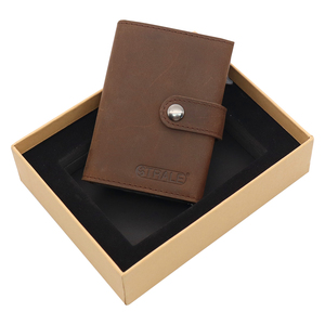 Precio al por mayor diseño libre personalizar Logo 100% genuino <span class=keywords><strong>vaca</strong></span> ocultar Crazy Horse billetera de cuero para los hombres - Product Image 6