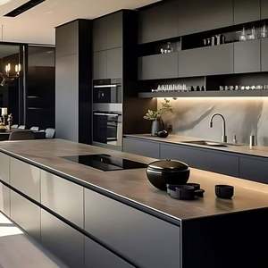 Muebles de Cocina Modernos con Isla, Gabinetes de Cocina de Madera Personalizados para Proyectos de Villas y Hoteles - Product Image 1