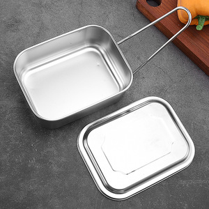 Boîte à lunch en acier inoxydable 304, grande capacité, boîte bento rectangulaire avec couvercle pour adultes, bureau, étudiants, usage domestique - Product Image 3