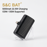 Batterie externe portable S&C BAT Mini 5000 mAh haute capacité, charge rapide 22,5 W, entrée/sortie Type-C, batterie Li-polymère pour téléphone