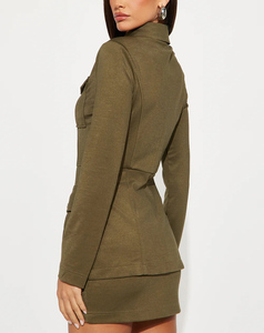Robes cargo sur mesure pour femmes, conçues par des fabricants, vente en gros, manches longues, extensibles, mini-vêtements de marque avec poches - Product Image 3