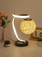 Lampe de table en rotin PVC LED décorative de style nordique, protection des yeux, lumière de nuit minimaliste moderne pour chambre à coucher